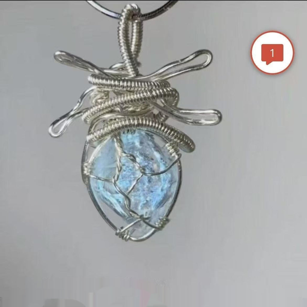 Womens Aquamarine Heart Crystal Necklace