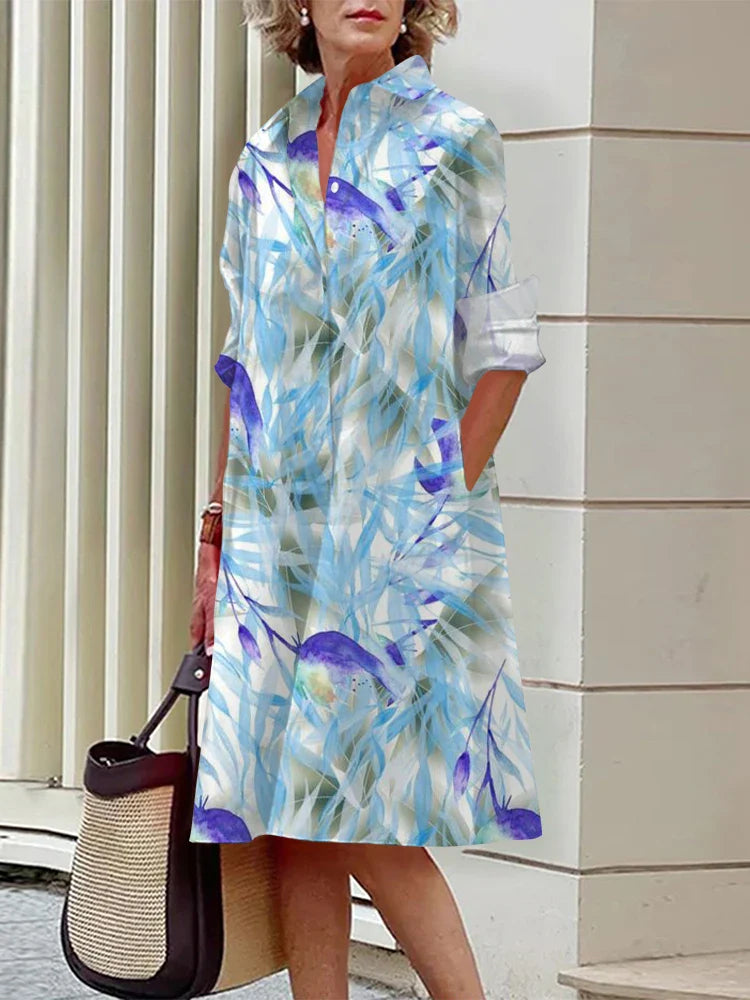 Abstract Pattern 3D Digital Printing Women's Shirt Dress