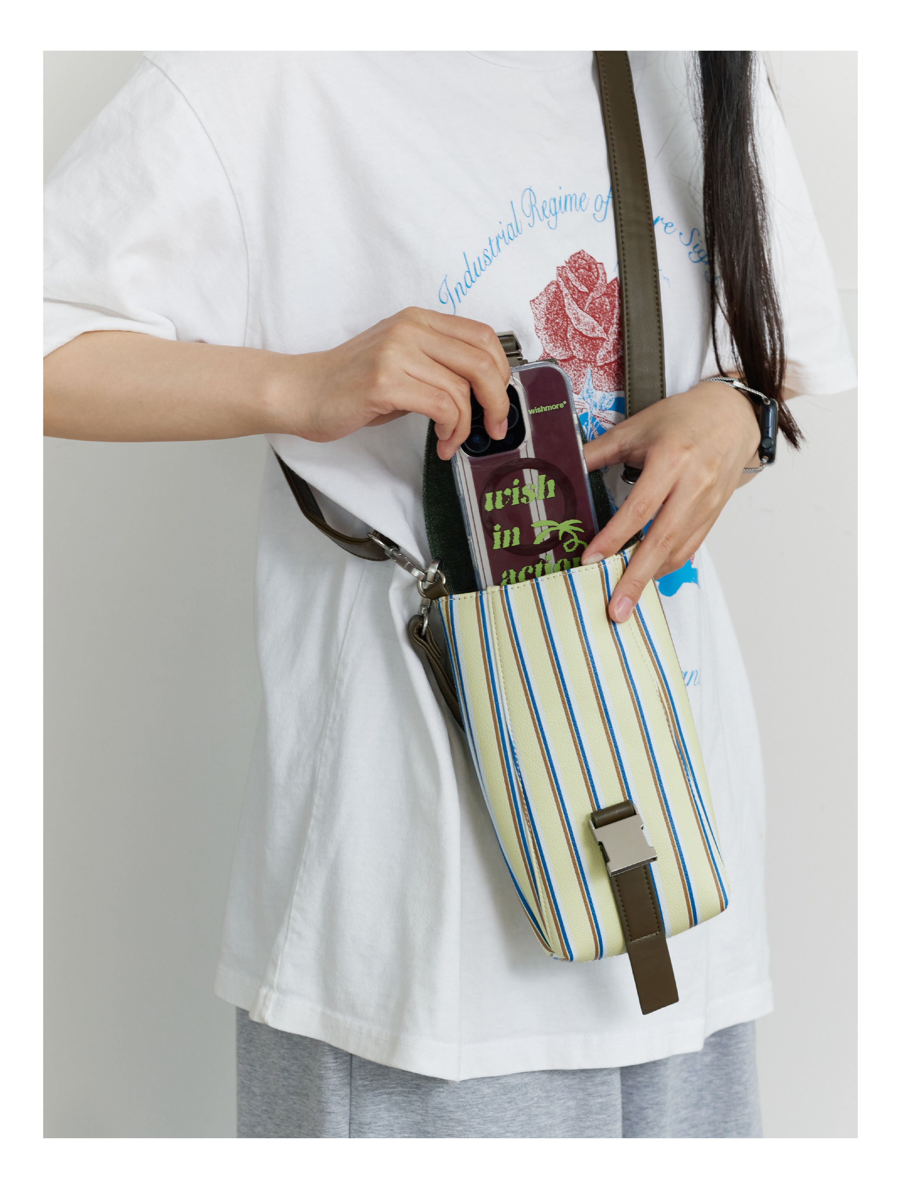 Striped Phone Bag, Cartoon Cute Handbag, Women's Small Square Bag, Crossbody Bag, Fashionable And Portable, Men's And Women's Styles