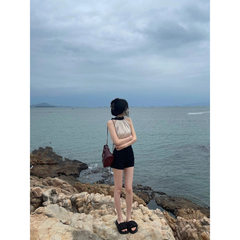 Hollow-shoulder Loose Chiffon Top