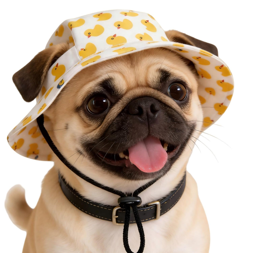 Dog Bucket Hat With Ear Holes Adjustment Summer Beach Visor Sunscreen Cap Suitable For Dog And Cat