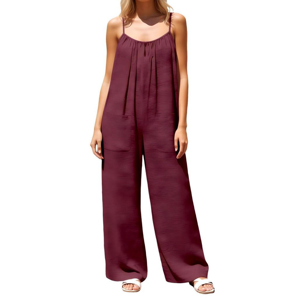 European And American-style Strap Wide-leg Jumpsuit Womens New Summer Style