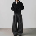 Minimalist-style Mens Tapered Trousers With Double Pleats And A Soft