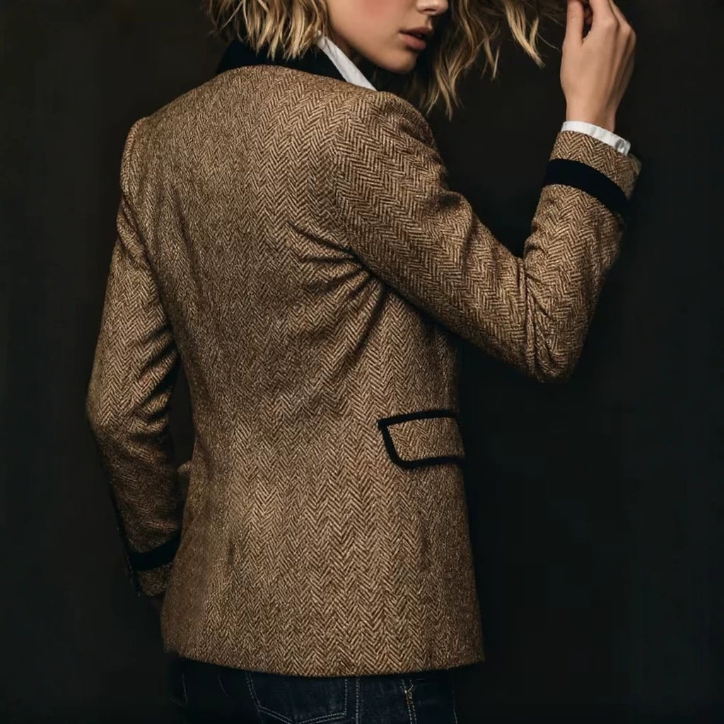 British-style Womens Blazer With A Contrasting Corduroy Collar