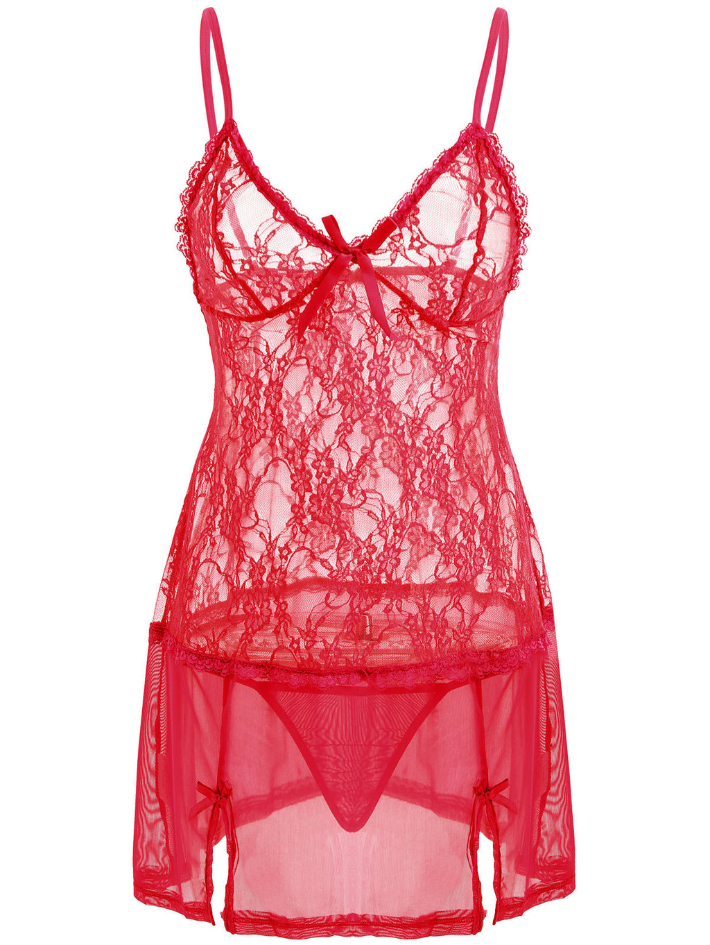 Sexy Pajamas Set Lace Suspenders Perspective Temptation Nightdress