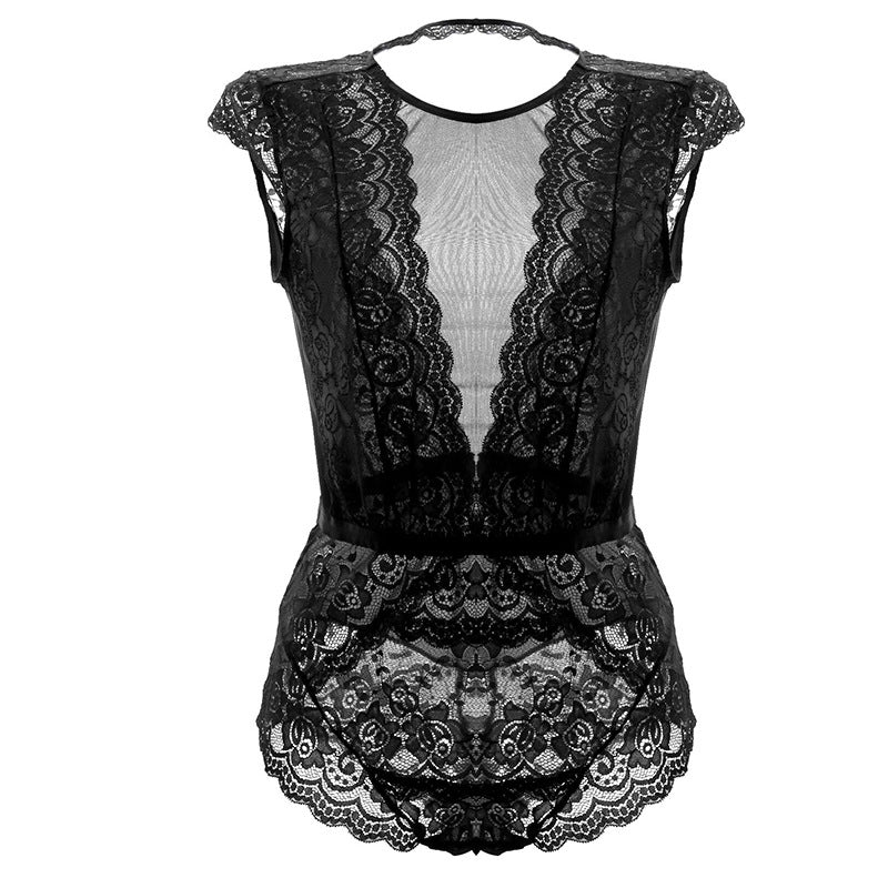 European And American New Style Sexy Pajamas Big V Lace