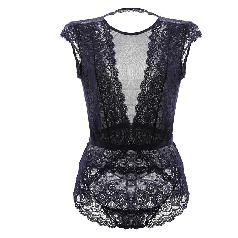 European And American New Style Sexy Pajamas Big V Lace