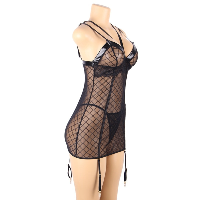 Fashion Sexy Nightdress Set With Garter Belt