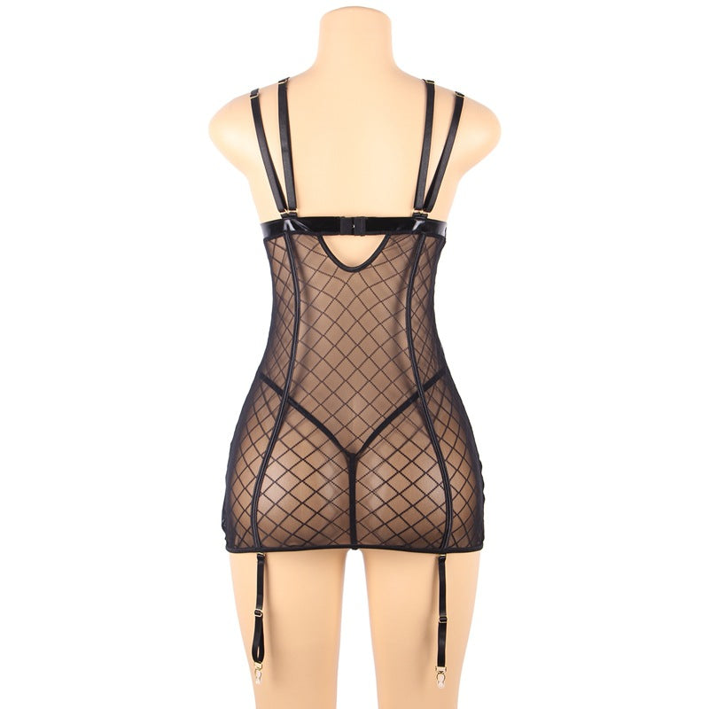 Fashion Sexy Nightdress Set With Garter Belt