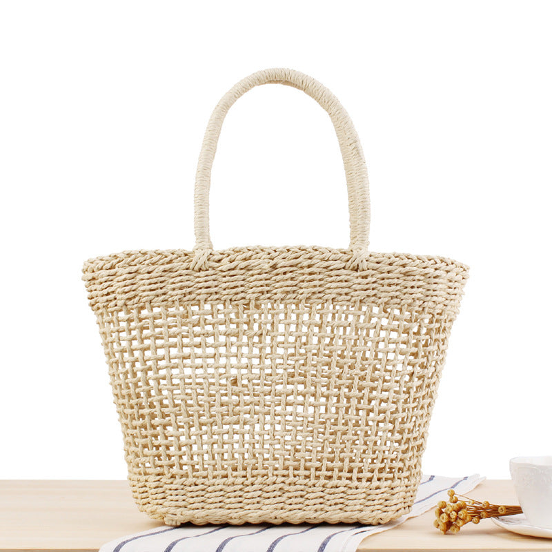 Hand-held New Hollow Woven Holiday Outing Straw Bag