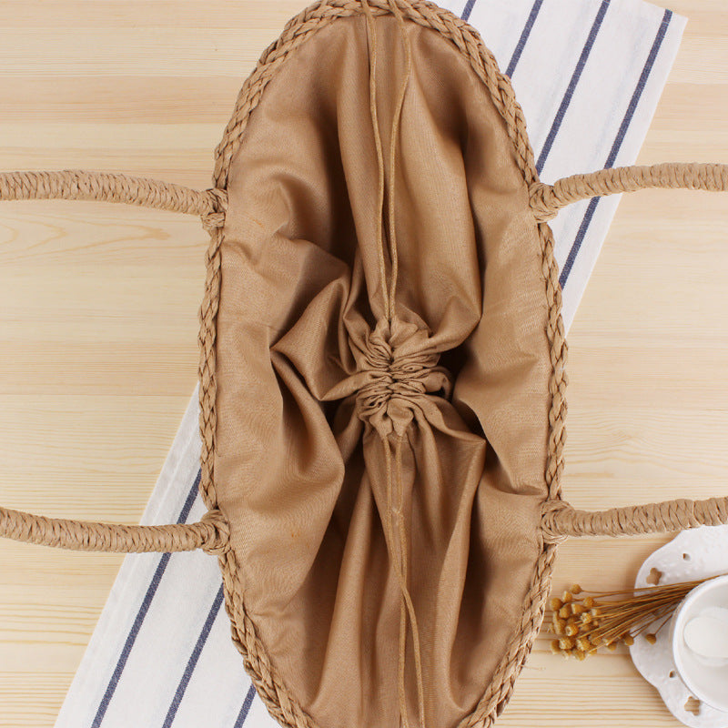 Hand-held New Hollow Woven Holiday Outing Straw Bag