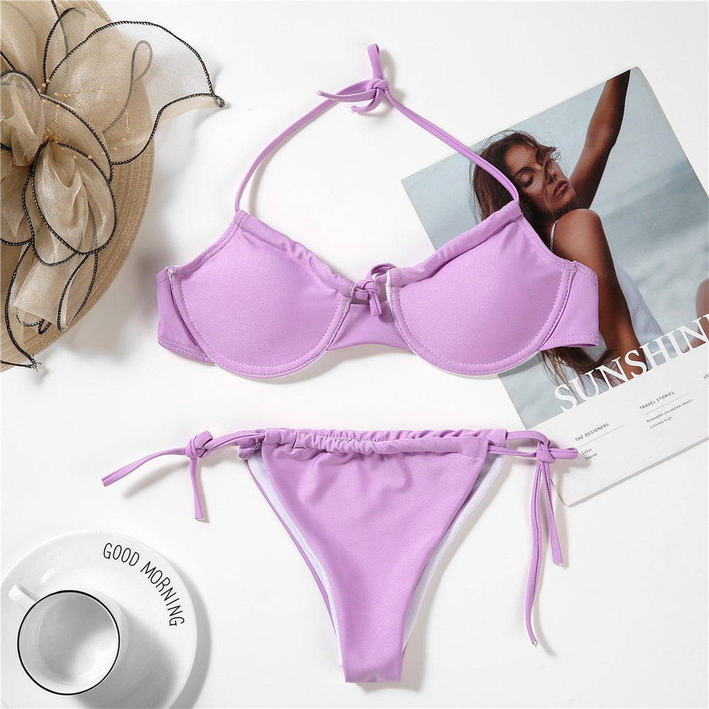 Swimsuit Women'S Solid Color Foreign Trade Split Bikini