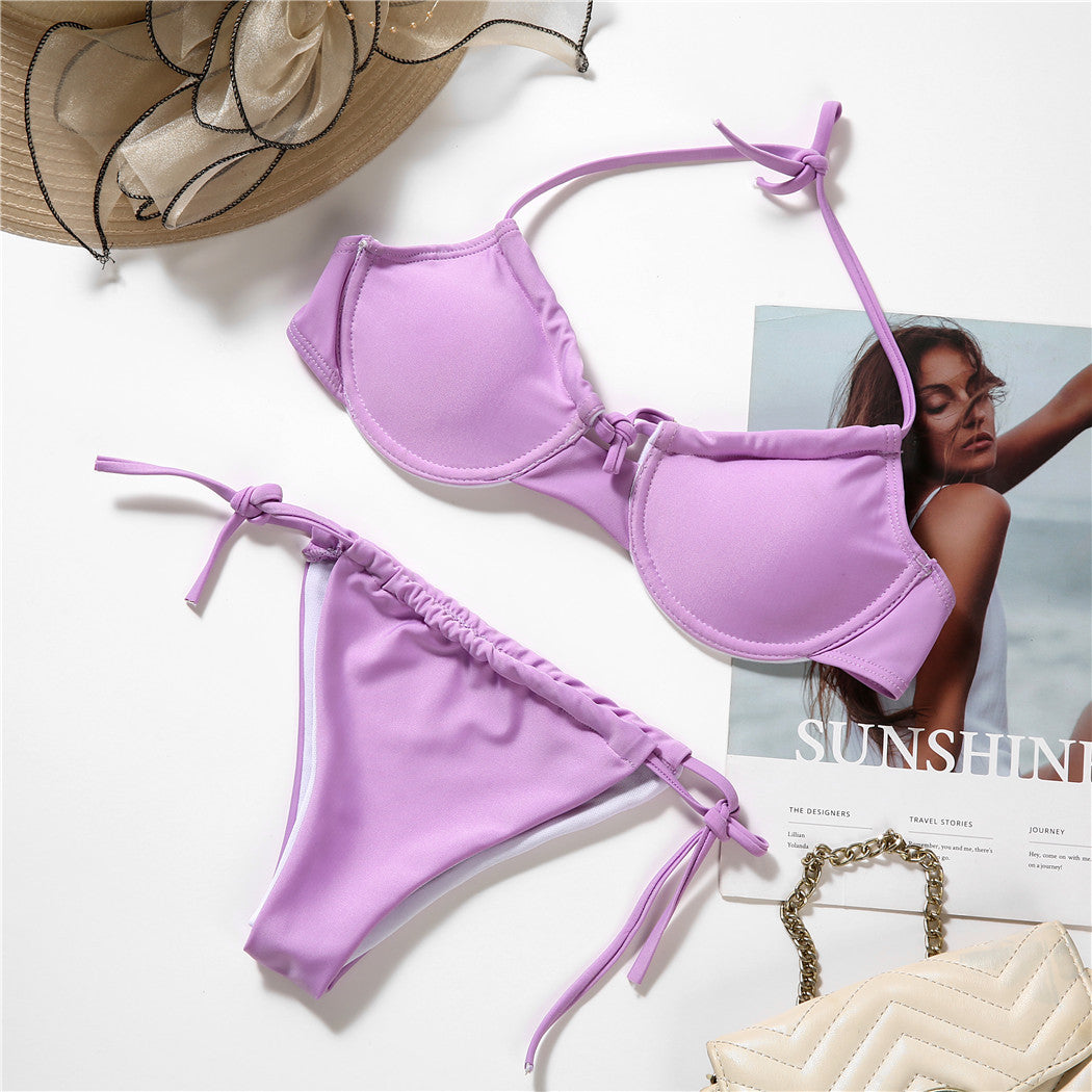 Swimsuit Women'S Solid Color Foreign Trade Split Bikini