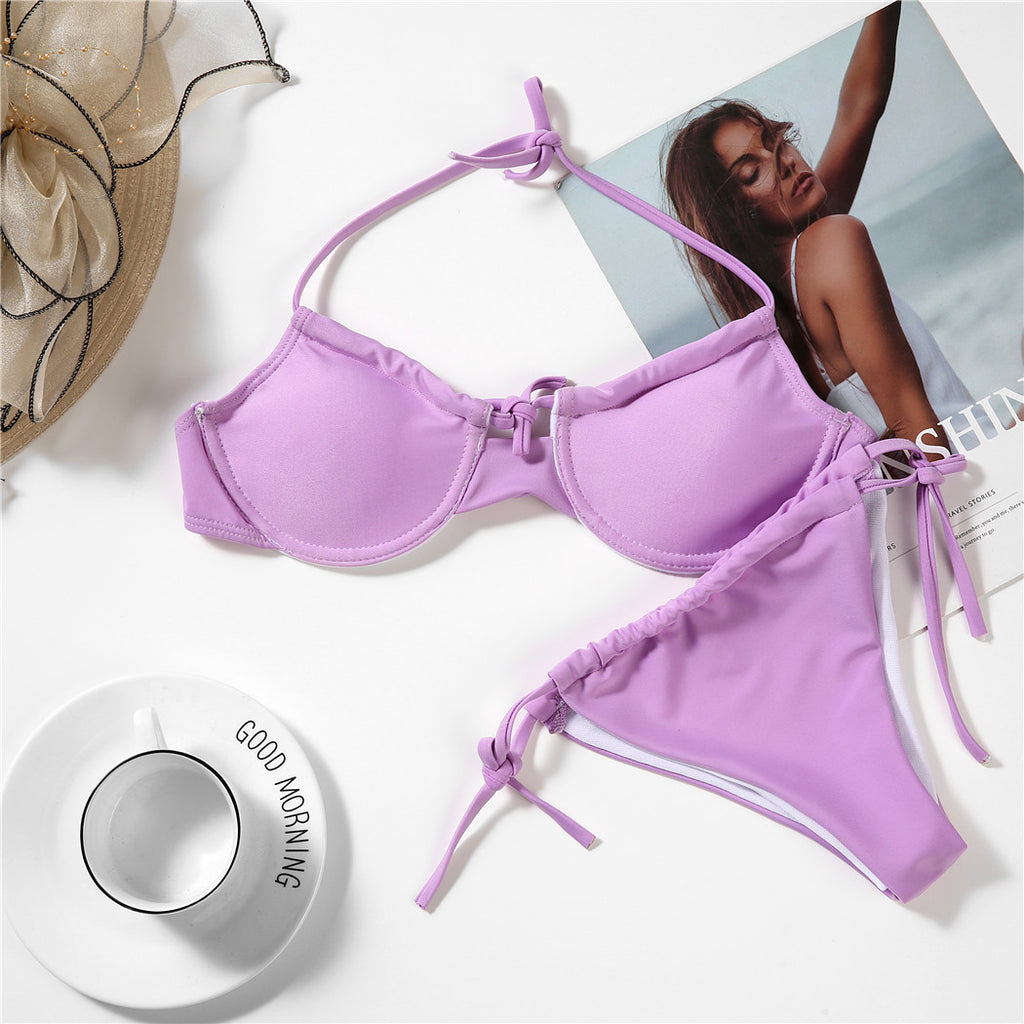 Swimsuit Women'S Solid Color Foreign Trade Split Bikini