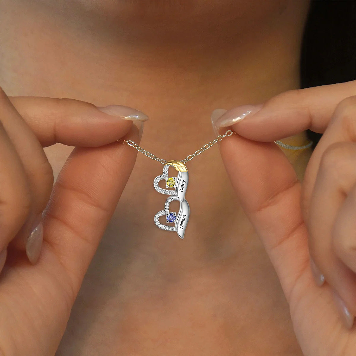 Mother's Day Love Diamond Birthstone Pendant Necklace