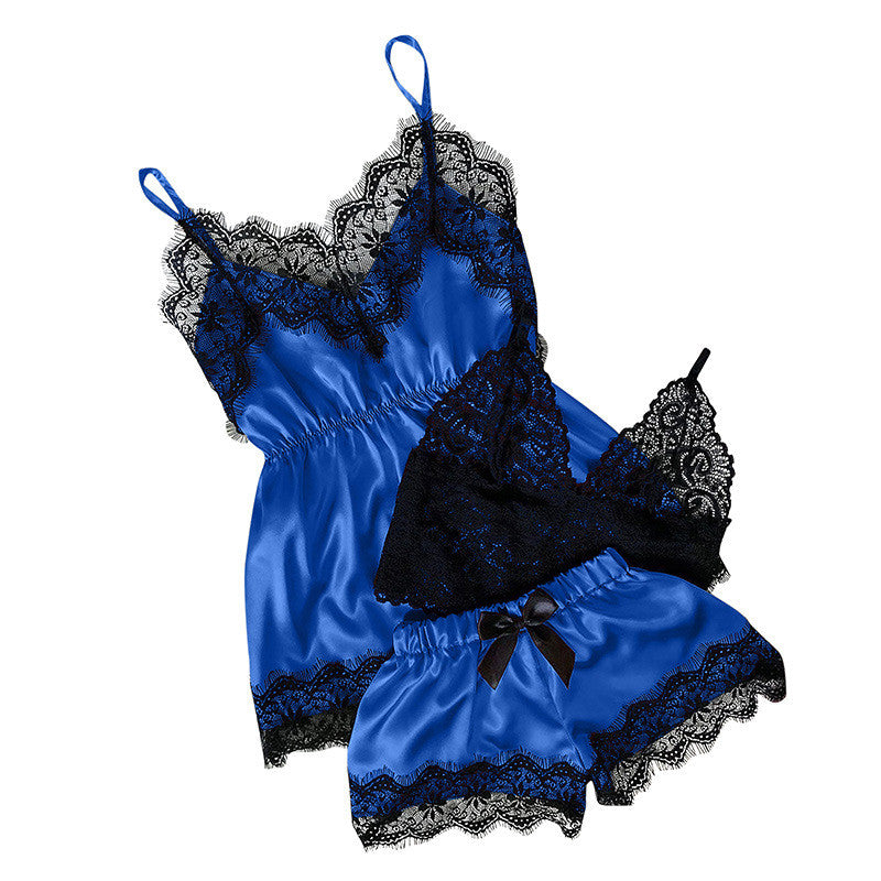 Sexy Nightdress Lace Suspender Shorts Pajamas Set