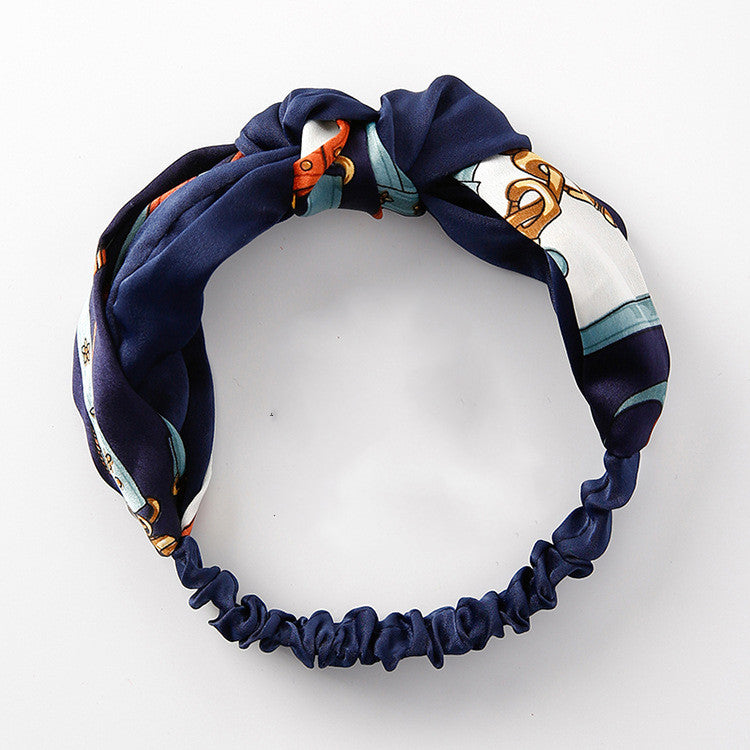 Retro Style Two-color Stitching Cross Knotted Headband