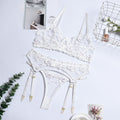 Sexy Lingerie Ladies Three-piece Embroidered Steel Ring