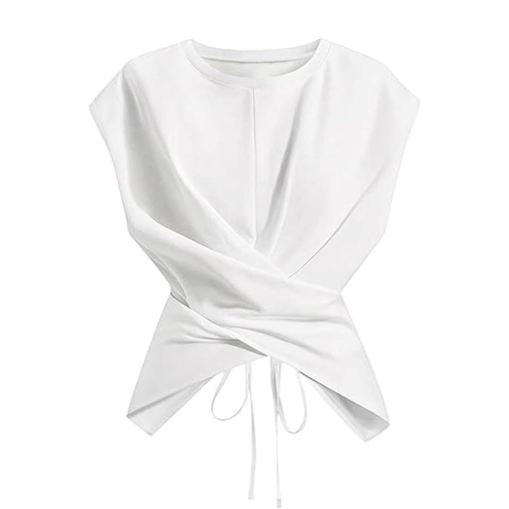 Versatile Cropped Top With A Crossover Tie At The Hem