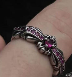 Neon Iris Flower Ring Vintage Style