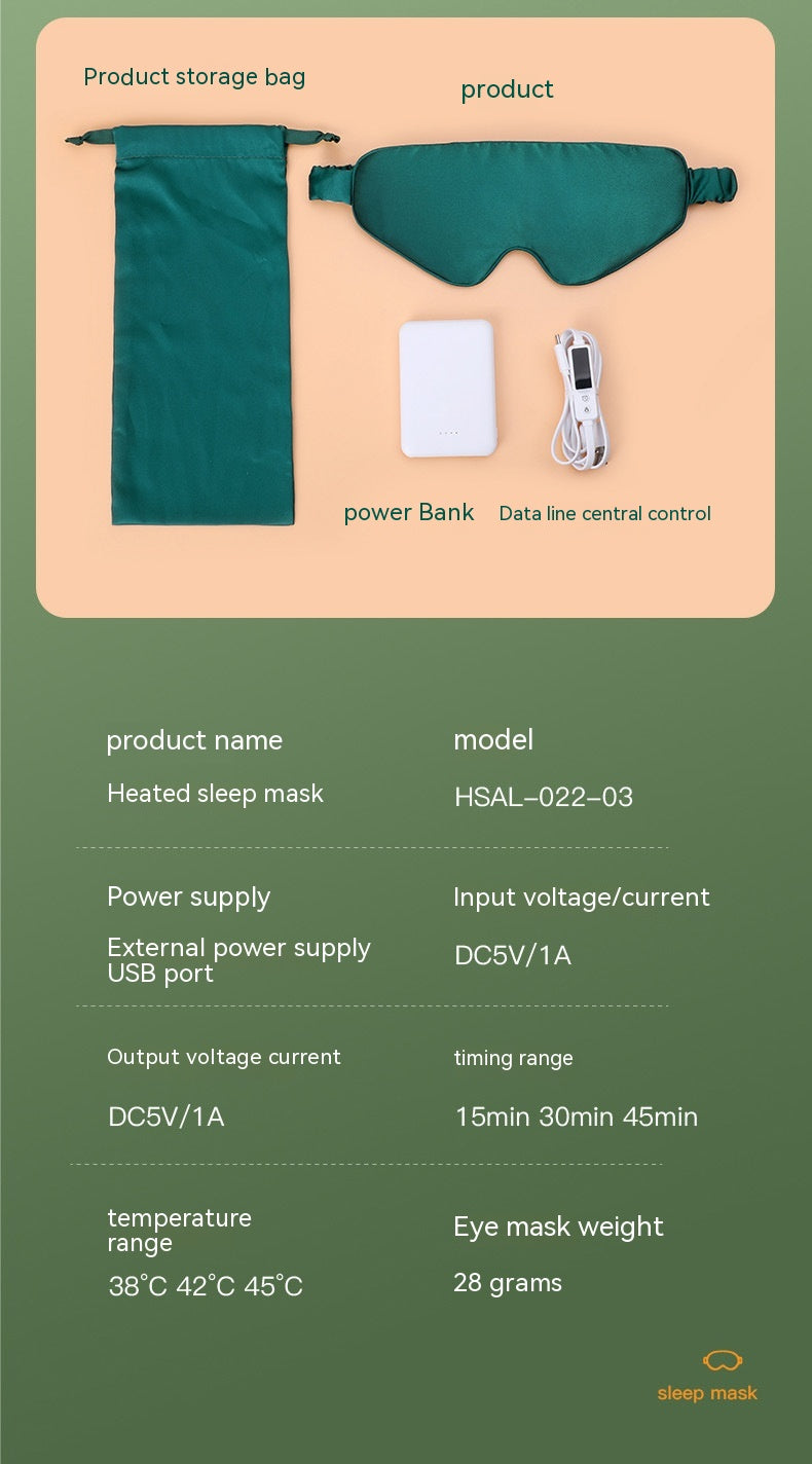 Temperature Control Timing Heating Simulation Silky Fabric Hot Compress Relieve Eye Fatigue Blackout Sleep Eye Shield