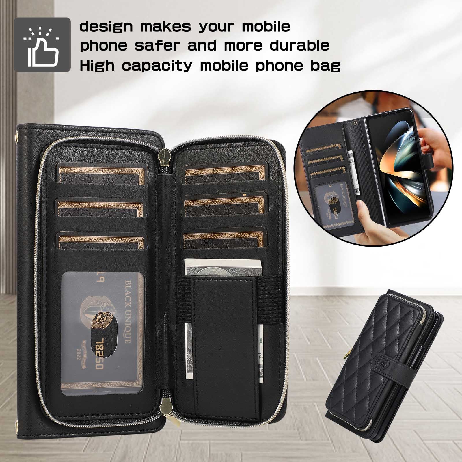 All Inclusive Zipper Crossbody Plaid Flap Phone Case