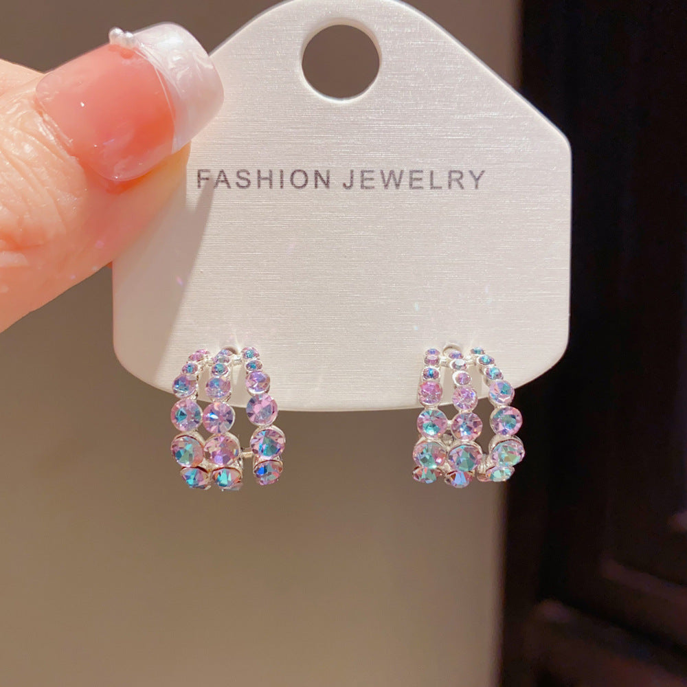 Fashionable And Versatile Colorful Geometric Stud Earrings
