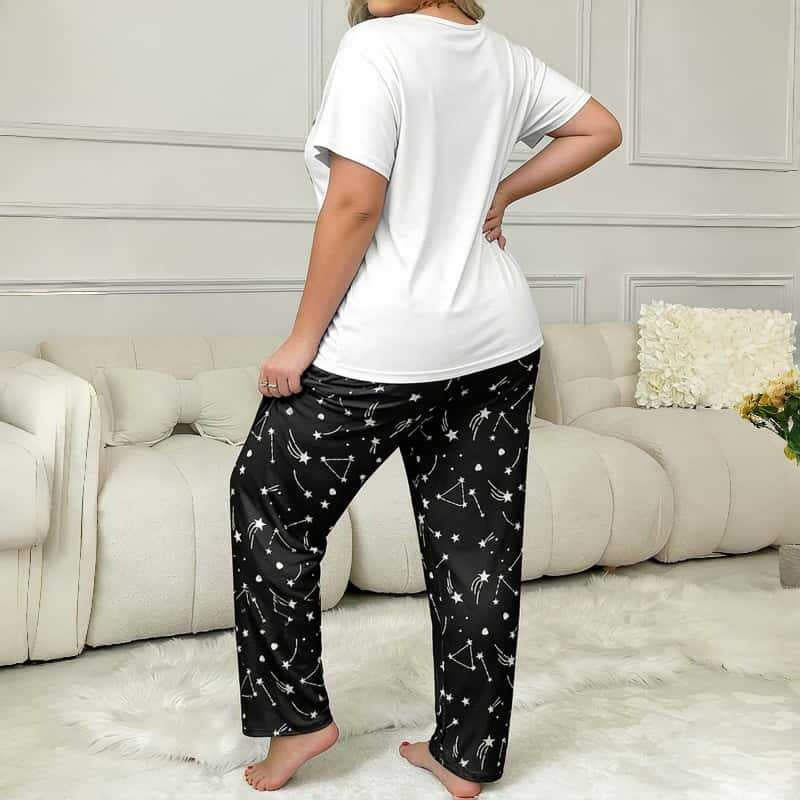 Casual Plus-Size Crew-Neck Short-Sleeve Top And Pants Set