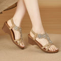 Rhinestone Flower Wedge Sandals