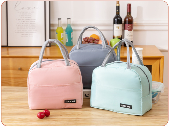 Solid Color Thickened Insulated Lunch Tote Bag, Portable Thermal Cooler Lunch Bag, Reusable Waterproof Food Carrier Bag, Leakproof Lunch Container Bag For Office Workers Students Picnic Travel