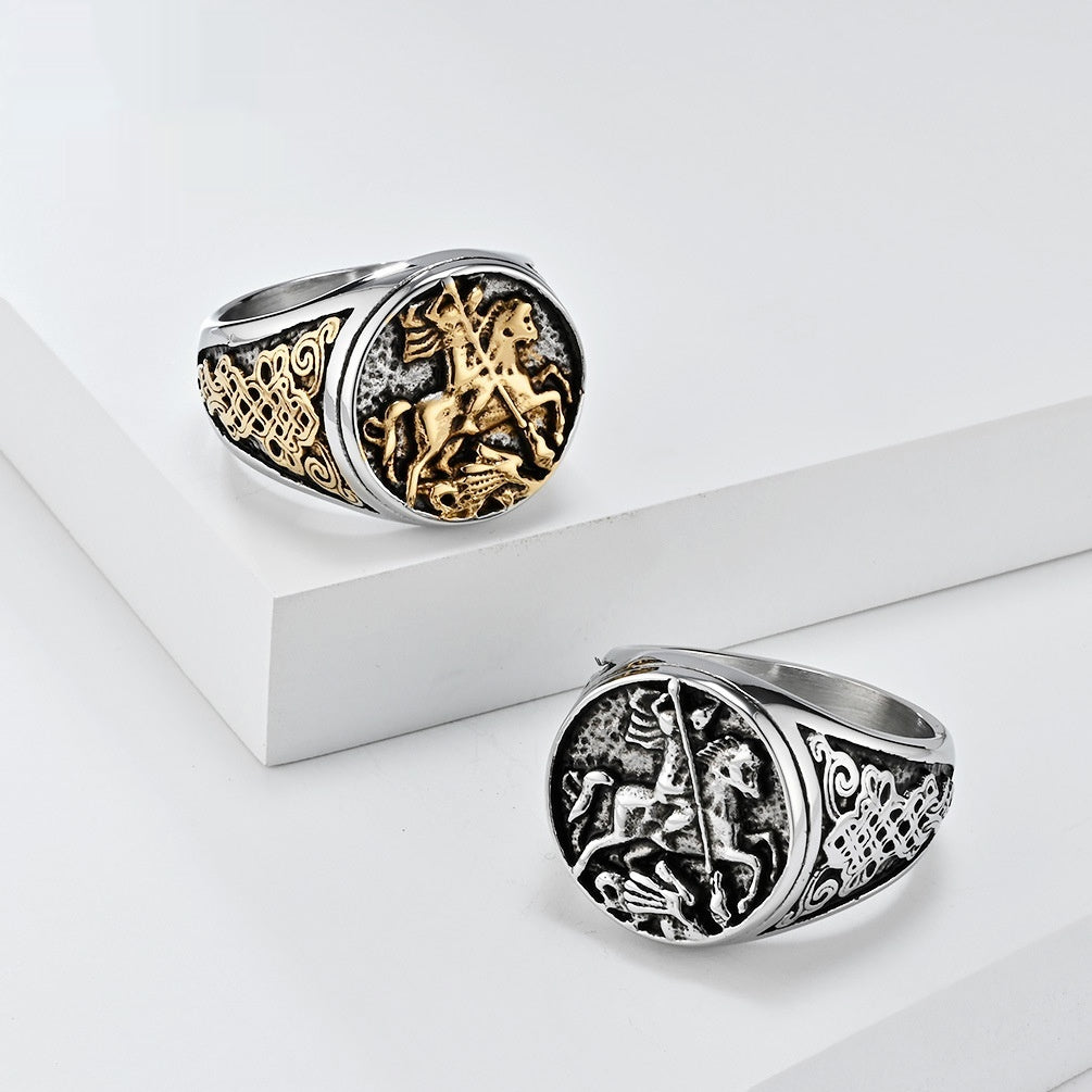 Fashionable Knotted Personality Vintage Templar Titanium Steel Ring