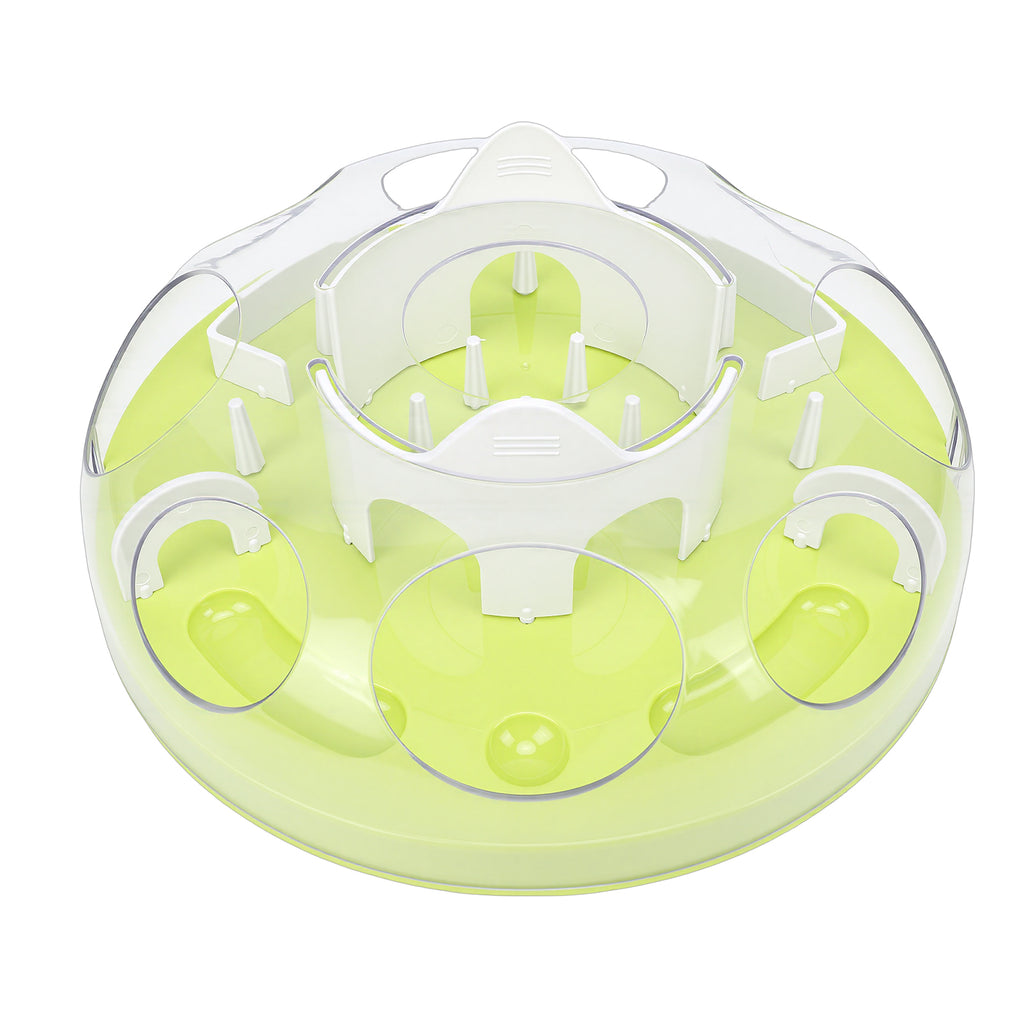 Interactive Cat Puzzle Feeder Funny Cat Puzzle Food Dispenser Enrichment Toy For Pets Play And Exercise Green
