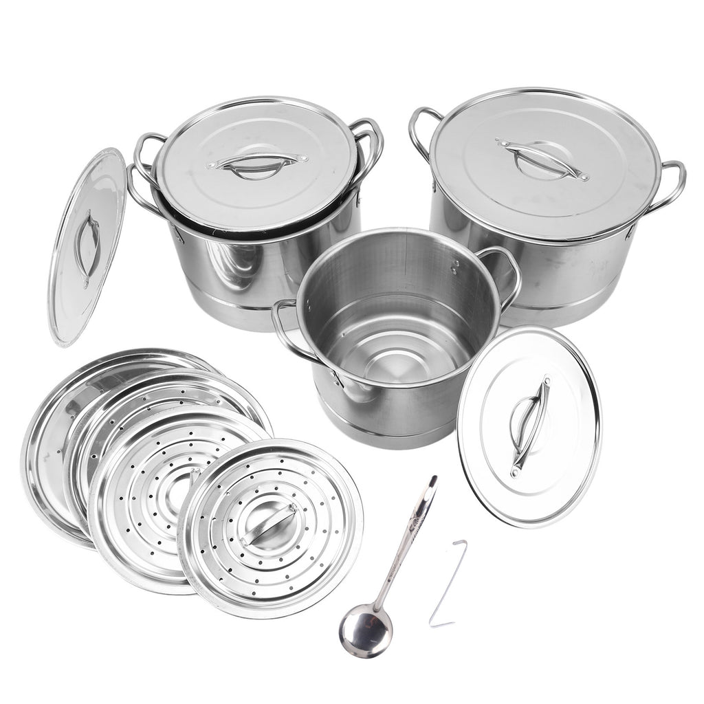 4PCS Soup Pot Set Stainless Steel Multipurpose Sauce Pot Kitchen Cookware With 8 Lids For Cooking Steaming Stir Frying