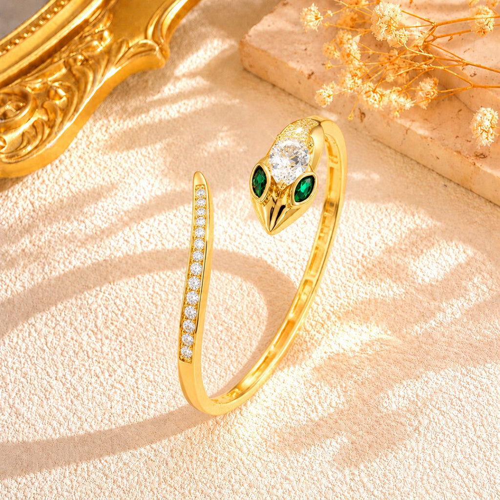 Green-Eyed Diamond-Encrusted Serpentine Bracelet