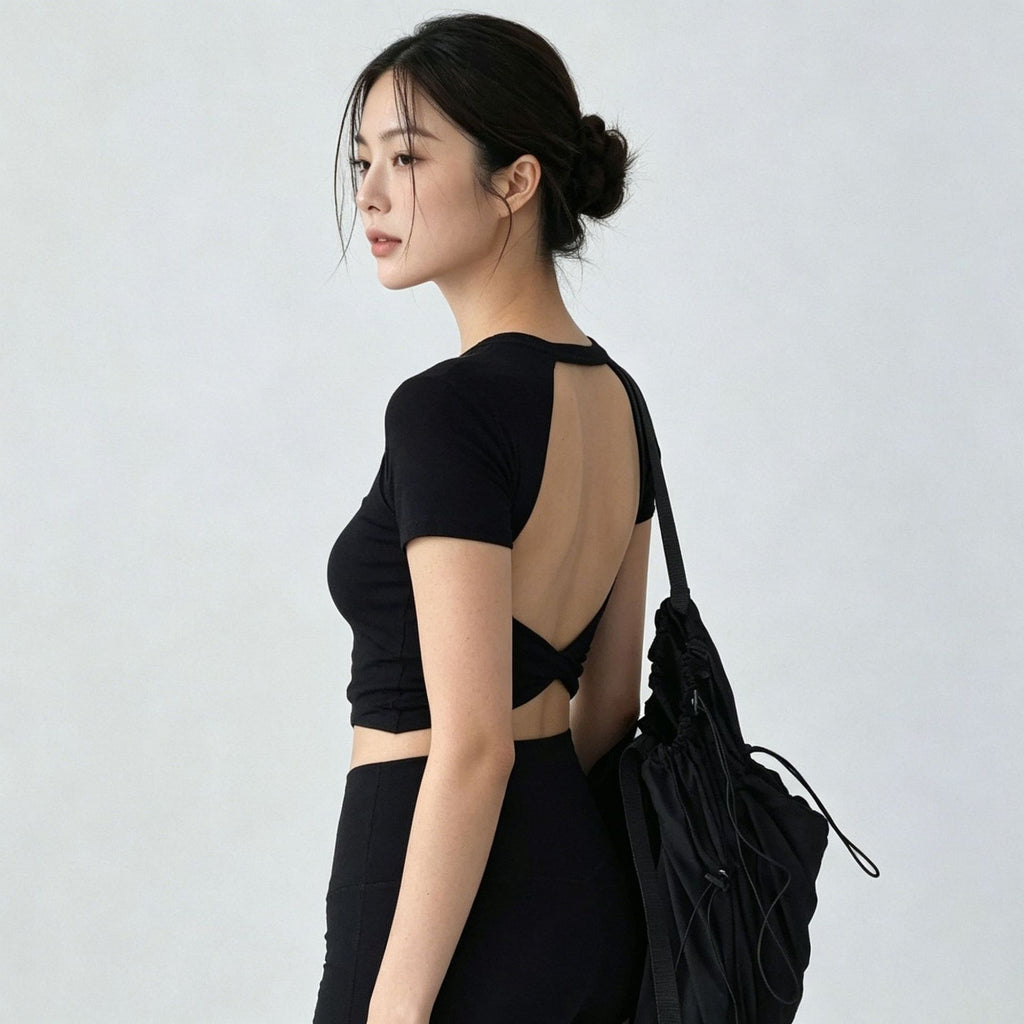 Womens Hollow-out Backless Sports Top With Built-in Chest Pads For A Beautiful Back