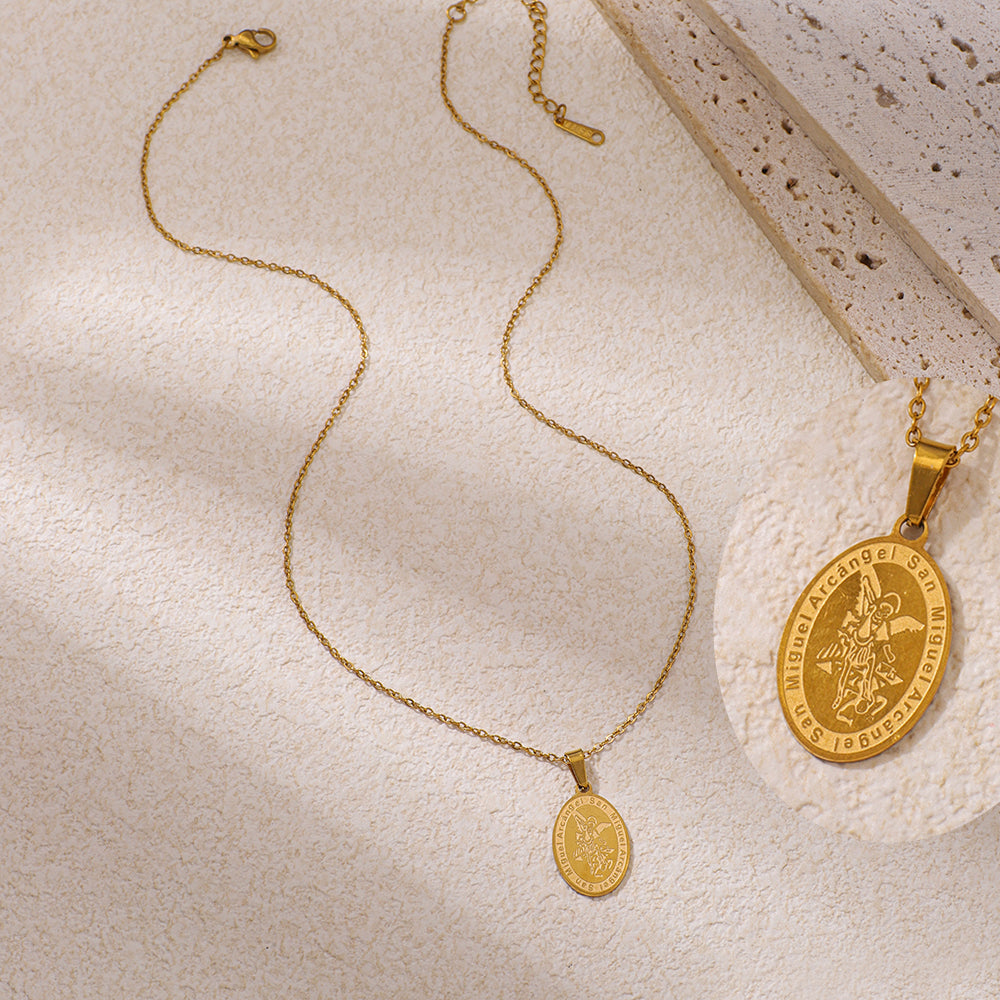 Stainless Steel Religious Series Pendant Necklace