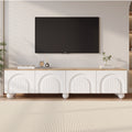 180x40x45cm TV Cabinet With 4 Cabinets,TV Stand And TV Cabinet With 6 Ball Base Metal Legs, Lowboard And TV Stand,TV Board And TV Dresser Suitable For TVs Around 80 Inches, Wood Color White