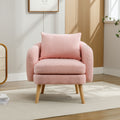 Modern, Simple Teddy Velvet Armchair With Cushion, Extra Thick Cushion Chair, Single Sofa Armchair, Upholstered Armchair, Leisure Chair, Solid Wood Leg Chair