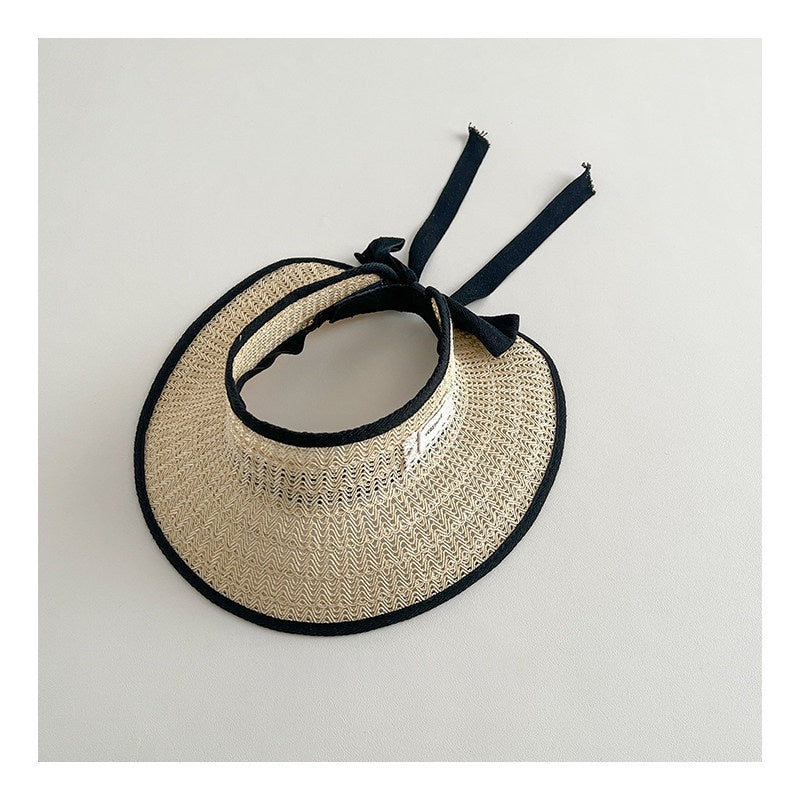 Kids Brimless Straw Hat Womens Summer Korean Style Wide Brim Fashionable