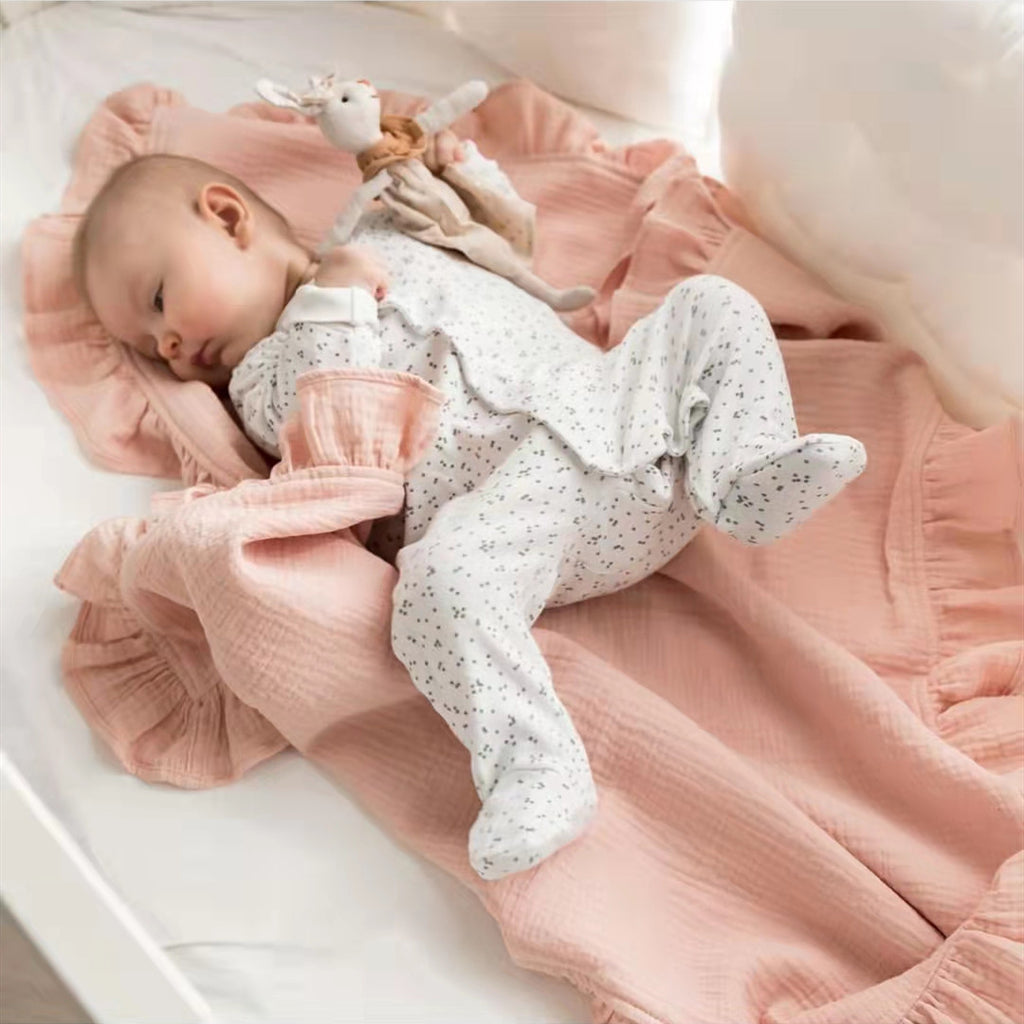 Baby Ruffles Blanket Gauze Bath Towel Air Conditioner Trolley Cover Blanket Going Out