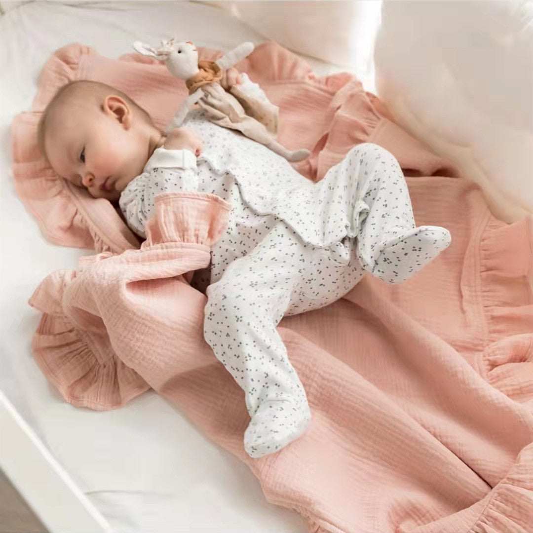 Baby Ruffles Blanket Gauze Bath Towel Air Conditioner Trolley Cover Blanket Going Out