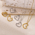 Stainless Steel Minimalist Hollow-out Heart-shaped Pendant Necklace