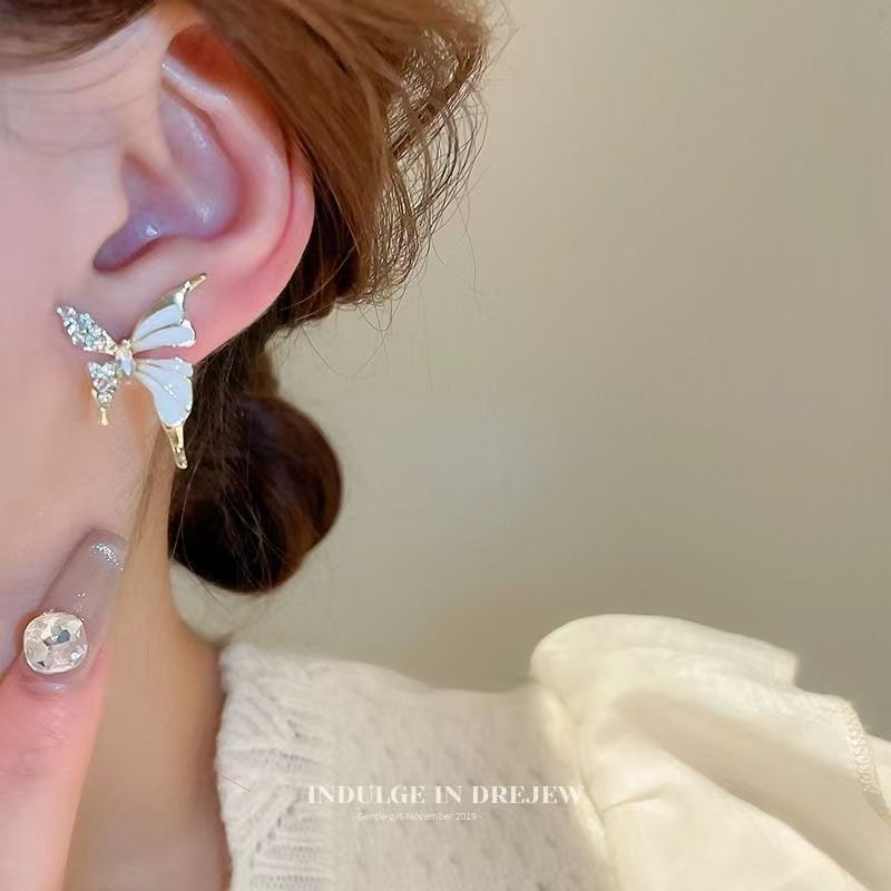 2026 Summer New Hot Luxury Liquid Butterfly Earrings, Niche High-End Elegant Retro Style Women Fashion Ear Jewelry