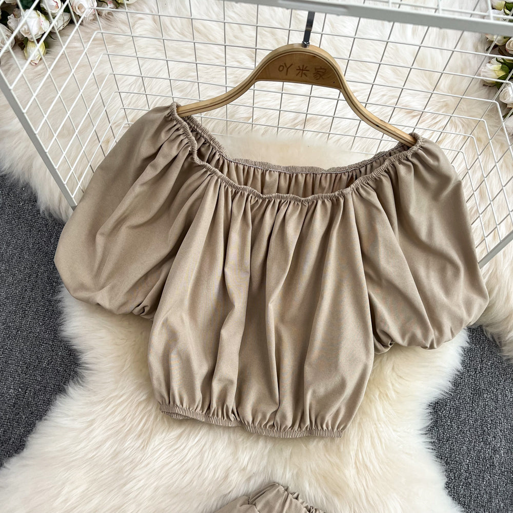 Women's One-shoulder High-waist Short Top Two-piece Set