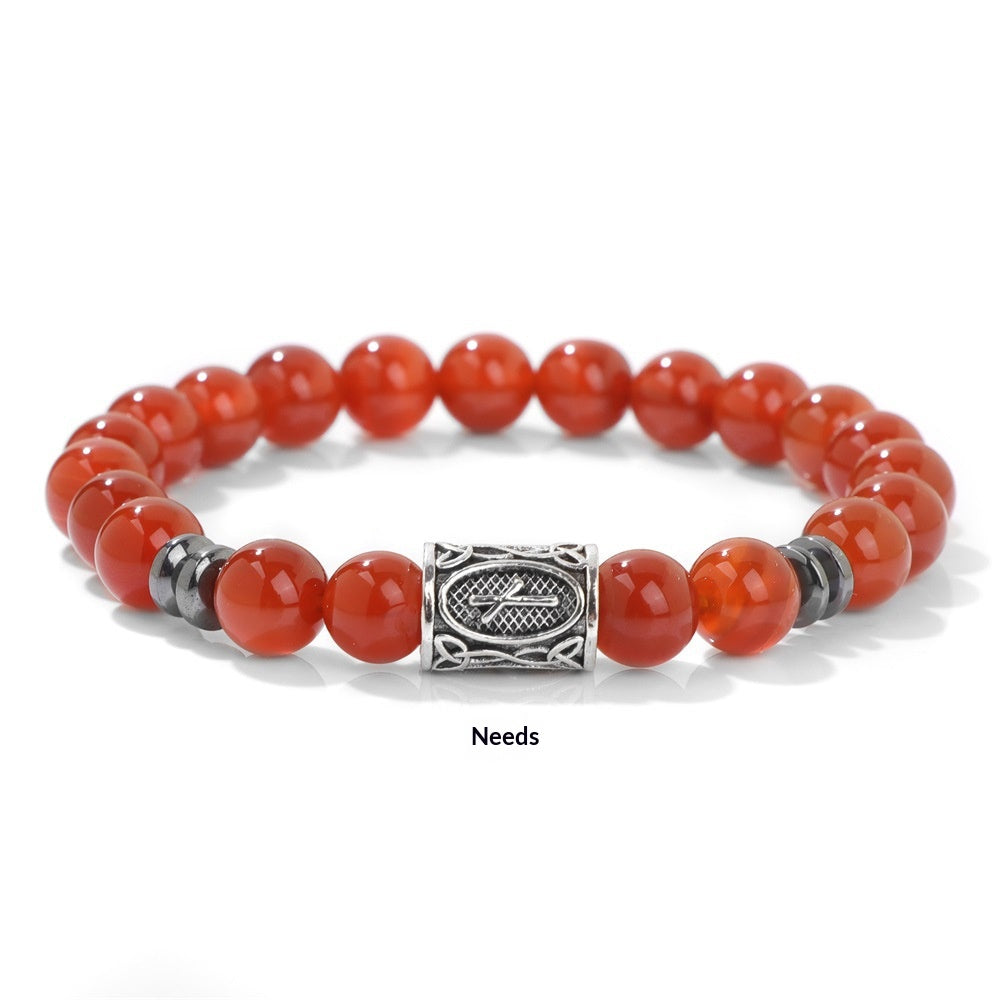 8mm Stone Beads Vintage Red Agate Stretch Bracelet