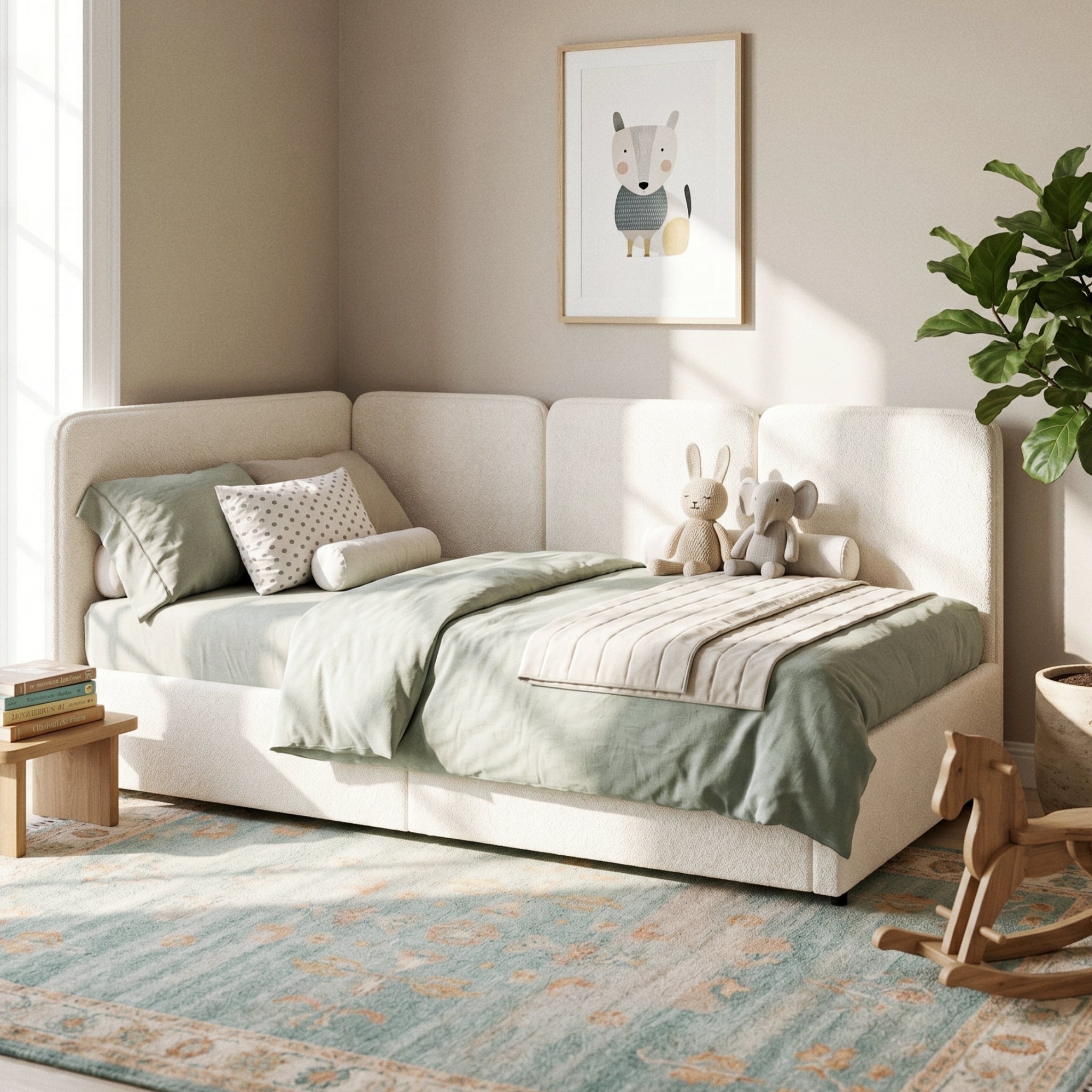 3FT Single Ottoman Daybed With Storage, 90 X 190 Cm Upholstered Daybed, Reversible Left Or Right Chaise Design, Hydraulic Lift Storage Bed Frame, Boucle, Beige