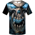 Skull 3D Digital Printing Trend Round Neck Pullover T-shirt