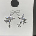 Exquisite Minimalist Four-pointed Star & Cross Stud Earrings For Women, High-End Designer Shiny Rhinestone Retro Fashion Dainty Ear Jewelry