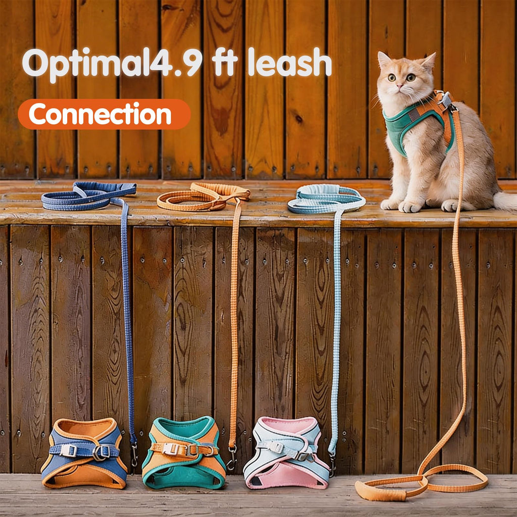 Cat Harness And Leash, Cat Harness Escape Proof, Soft Adjustable Cat Leash Breathable Comfortable Vest Easy To Wear, Easy Walk Leash For Small Medium Cats Kittens For Indoor Outdoor