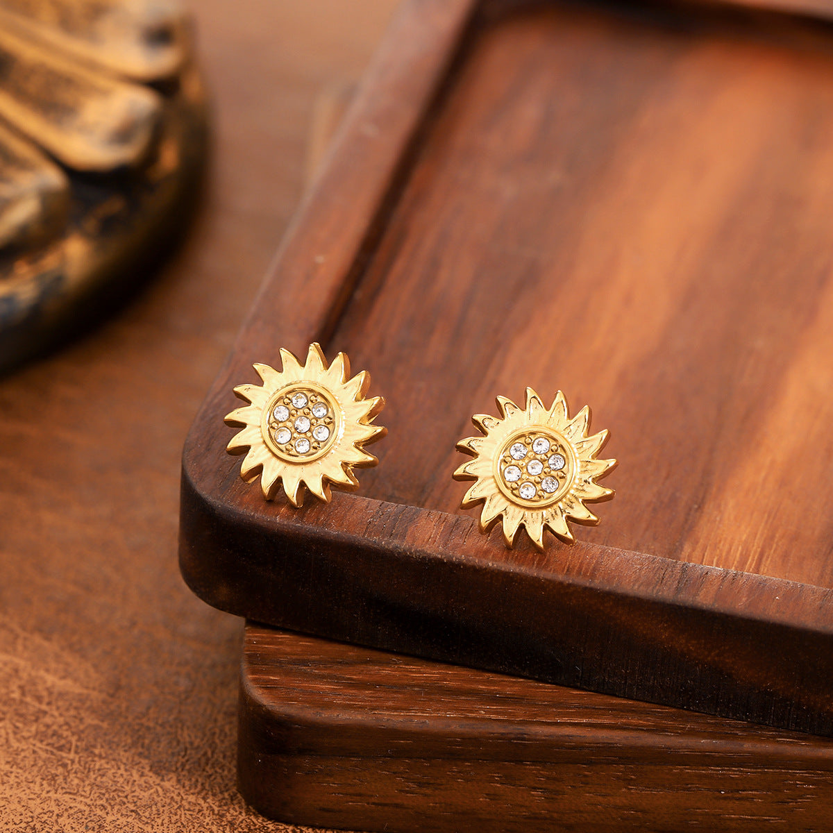 Daily Wear European American Vintage Geometric Earrings, Embossed Craft Concave Convex Irregular Stainless Steel High Texture Female Studs